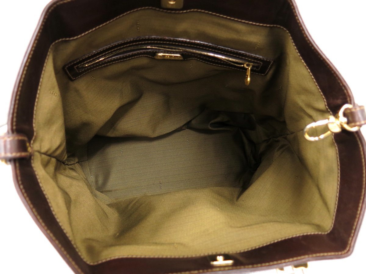 超美品○FENDI フェンディ○ズッカ○FF金具○キャンバス カーフ レザー 