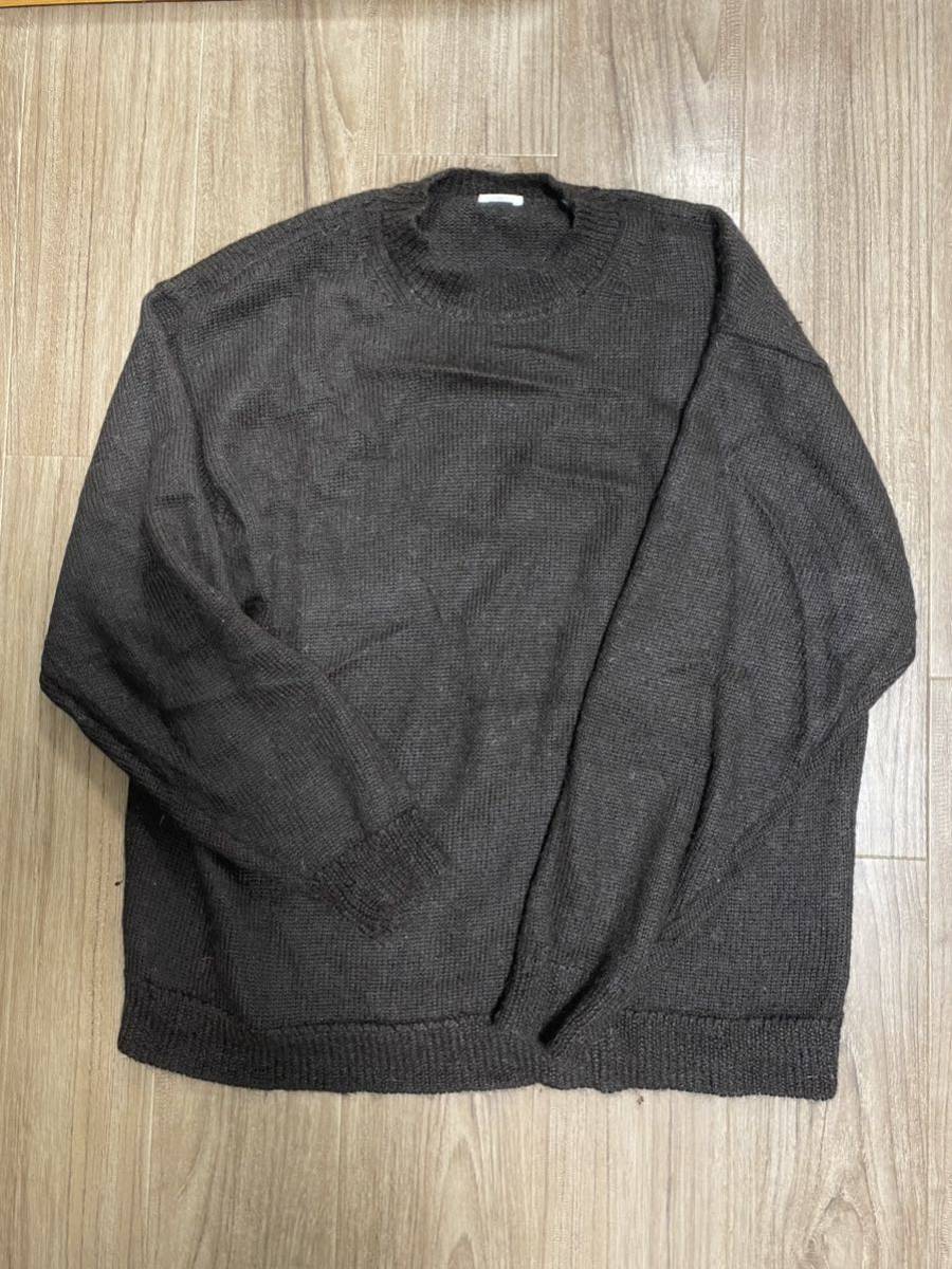 COMOLI ブラックアルパカクルーネックニット 美品 COMOLI アルパカ