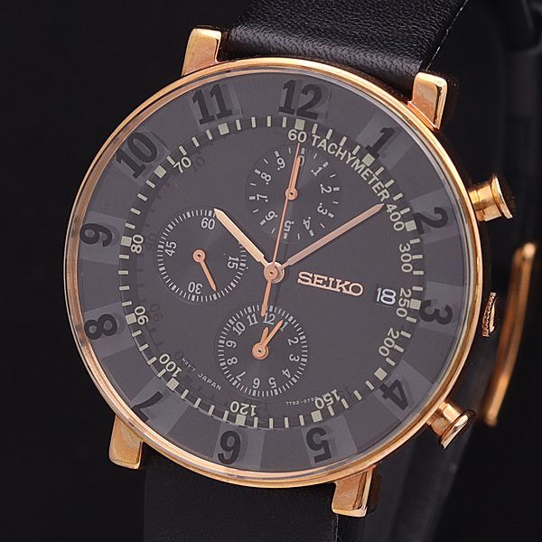 1円 稼働 良品 1000本限定 セイコー QZ 7T92-0TL0 ソットサス クロノ 