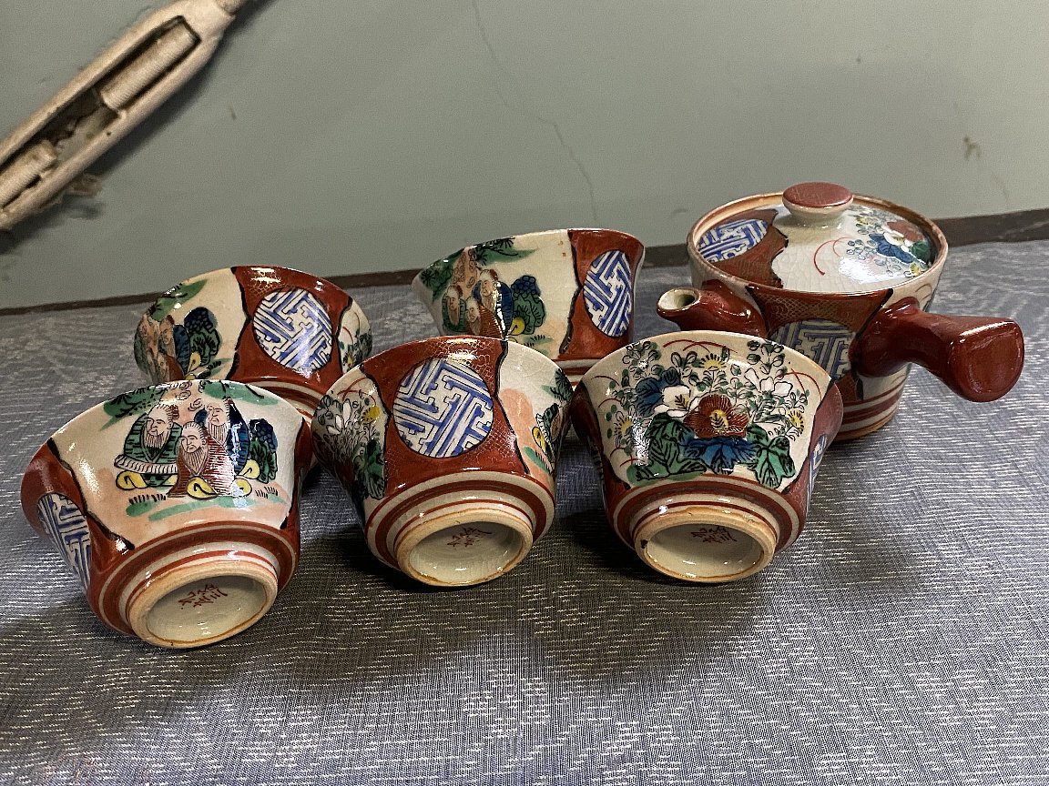 九谷 庄三 金彩 色絵 急須 煎茶道具 茶道具 九谷焼 時代物 Amazon.co