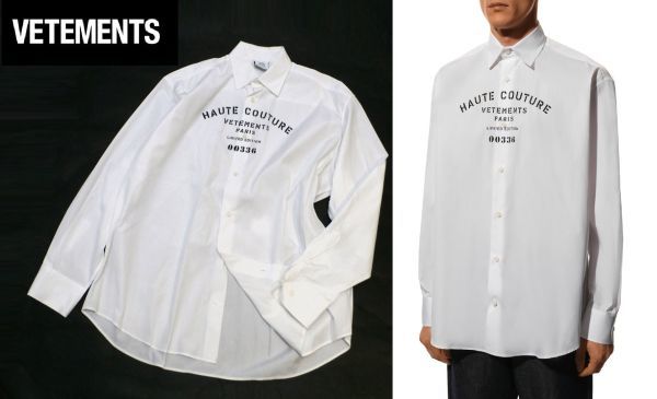 正規品 VETEMENTS HAUTE COUTURE オーバーサイズ プリント長袖シャツ UA53SH450W ヴェトモン MAISON COUTURE PRINT L/S SHIRT 白 XS J-3 Haute Couture - 確実正規品 公式通販 show