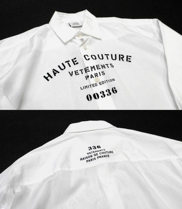 正規品 VETEMENTS HAUTE COUTURE オーバーサイズ プリント長袖シャツ UA53SH450W ヴェトモン MAISON COUTURE PRINT L/S SHIRT 白 XS J-3 Haute Couture - 確実正規品 公式通販 show