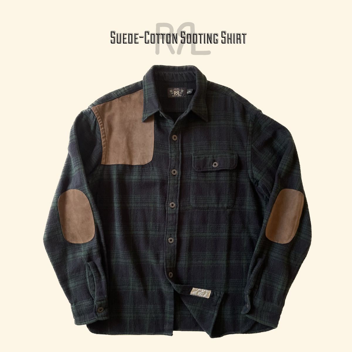 RRL “Shooting Shirt” L エルボーパッチ ハンティング ブラックウォッチ ワーク シャツ ジャケット Ralph Lauren ヴィンテージ