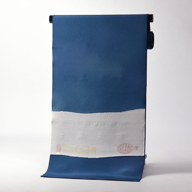 【ほりだし堂】　長襦袢　ぼかし染め　落ち着いた青系色　縮緬生地　反物　カジュアル　１３．５ｍ　11/21～11/28