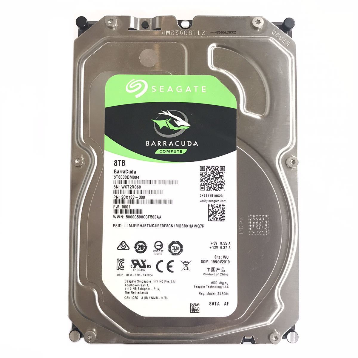 SEAGATE 8TB HDD BarraCuda シーゲート ST8000DM004 SATA AF 3.5 インチ 初期化 ハードディスク フォーマット済