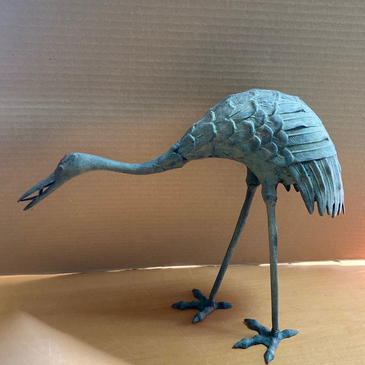 鶴の置物　アンティーク　昭和レトロ　ヴィンテージ　コレクション　雑貨　銅素材