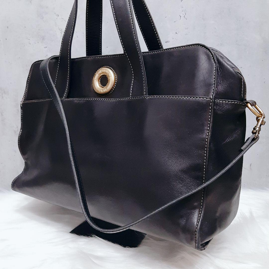 人気急騰・CELINE】セリーヌ サークルロゴ ゴールド金具 2WAY ハンド
