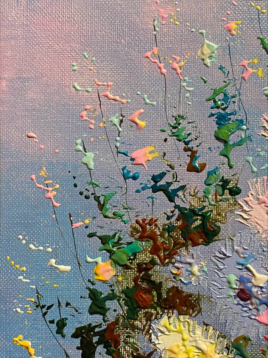 古川明雄 野の花 真作】絵画 古川明雄 油彩6号 野の花 青い花瓶の花束 額装