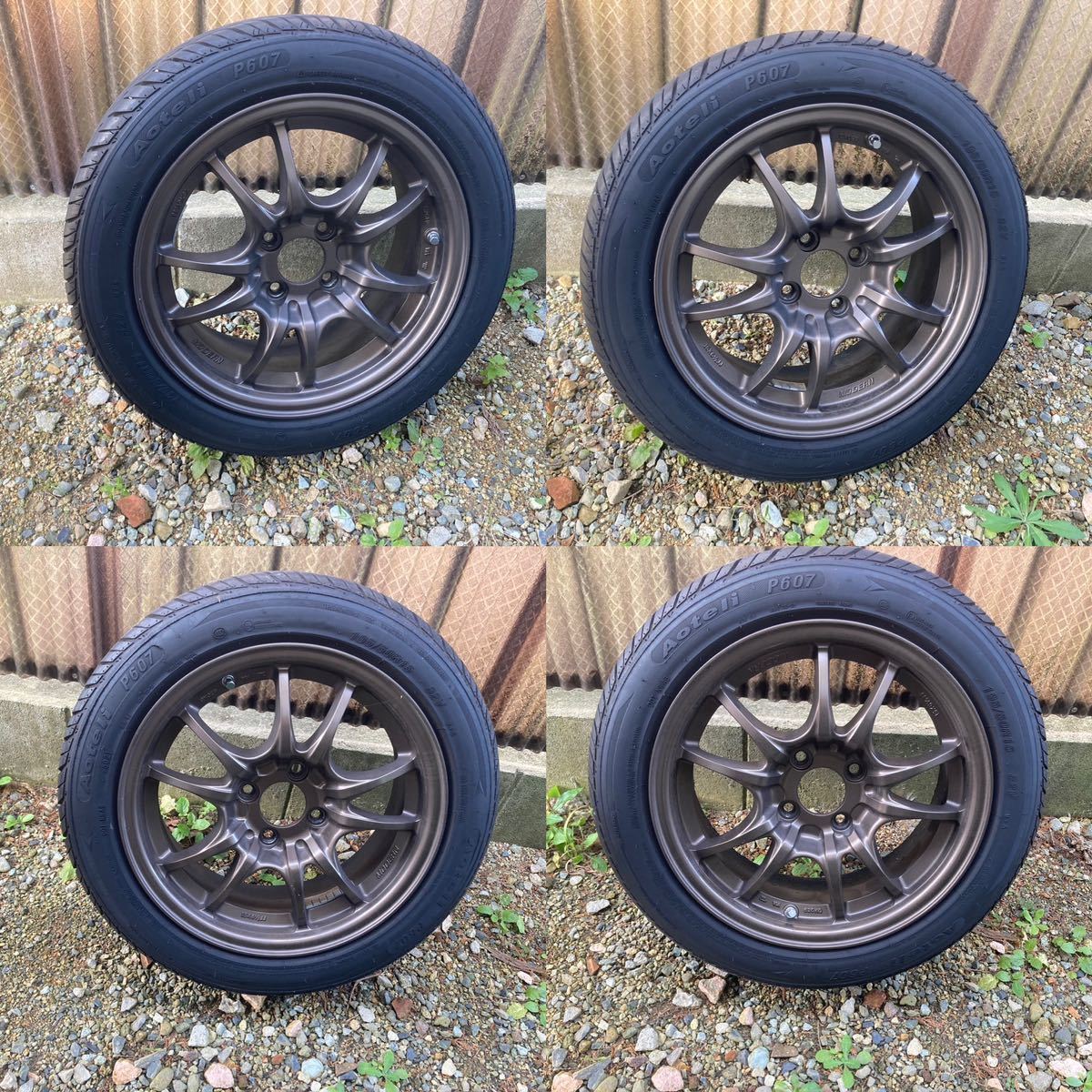 無限 MF10風 6.5J+35 PCD100 タイヤ付き 195/50R15 JDM USDM シビック