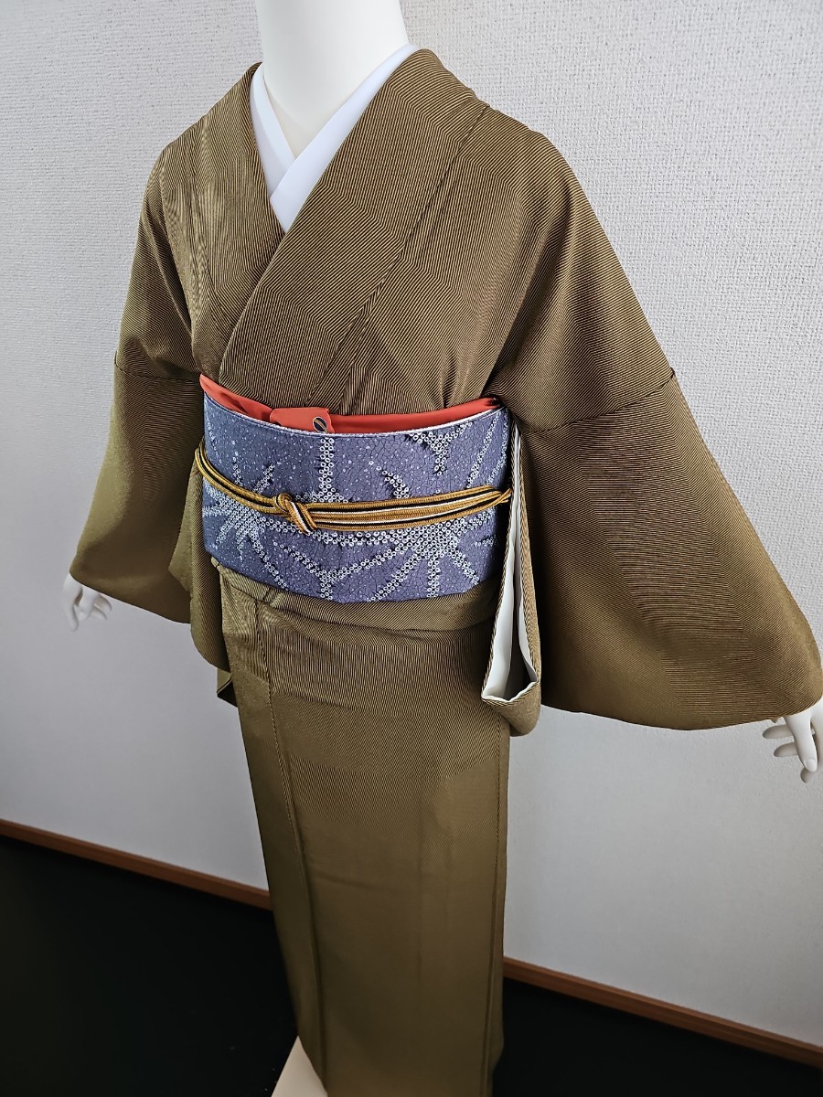 きもの今昔4559 小紋のきもの 広衿袷手縫い仕立て 正絹一越 桜ネズ