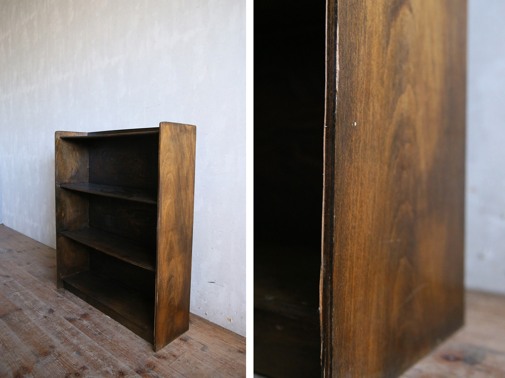 英国アンティーク◇古木ブックシェルフa/木製本棚/飾り棚/食器棚/花台