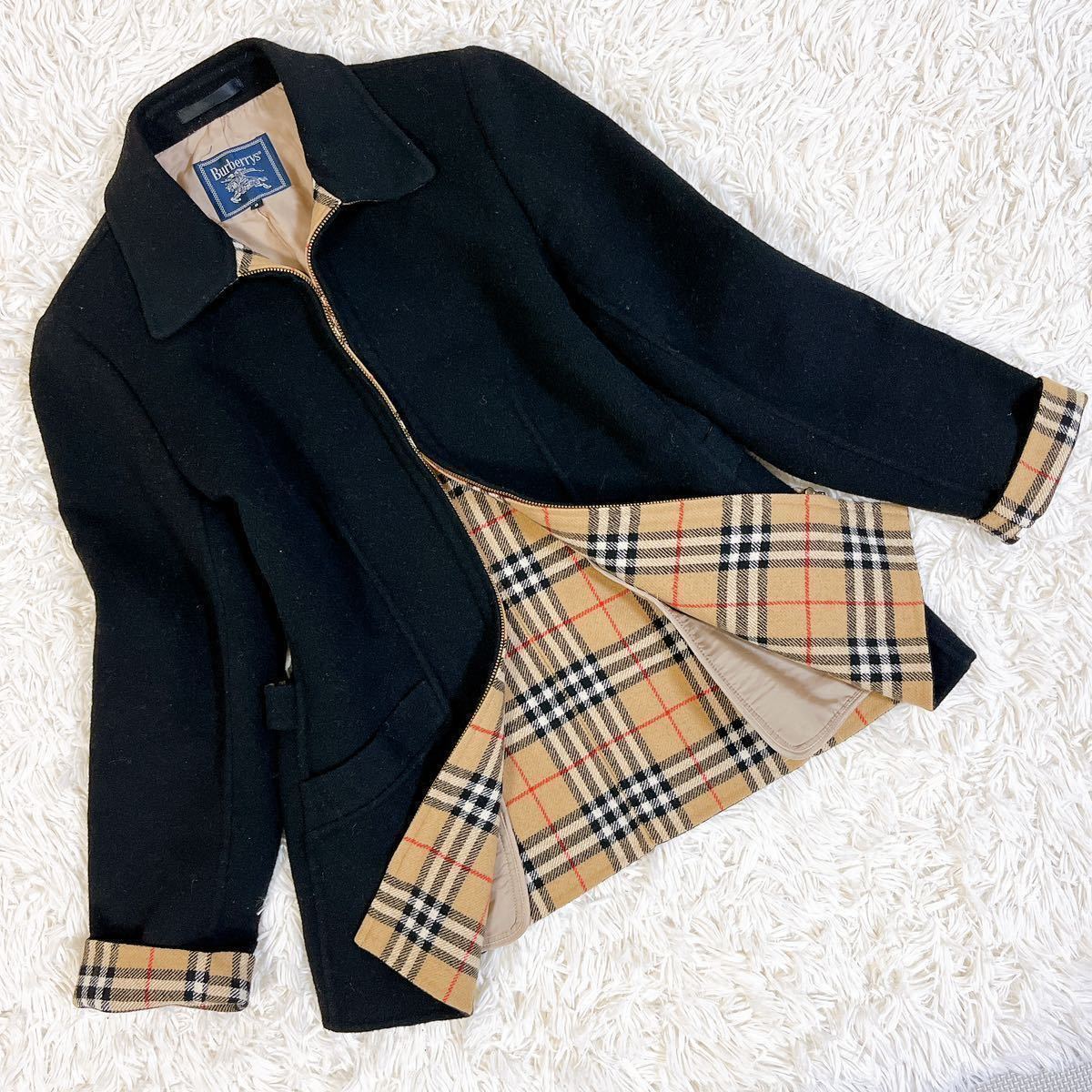 バーバリー カシミヤ混 ノバチェック BURBERRY - 金ボタン バーバリー 