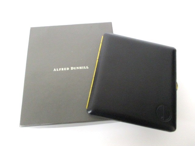 【11-283】未使用 dunhill ダンヒル シガレットケース タバコケース がま口 ブラック レザー