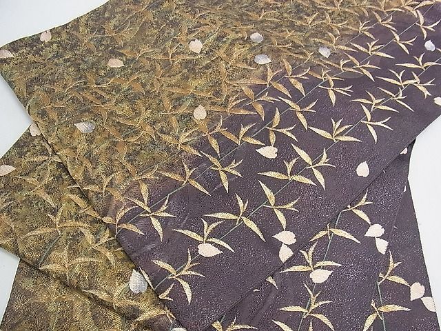 平和屋2■西陣　じゅらく謹製　六通柄袋帯　枝葉舞桜文　金糸　証紙付き　逸品　tw4149