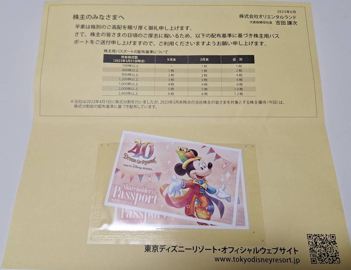 10円スタート！有効期限2024年6月30日 株主優待 東京ディズニーリゾート 東京ディズニーランド パスポート 一日券　2枚セット