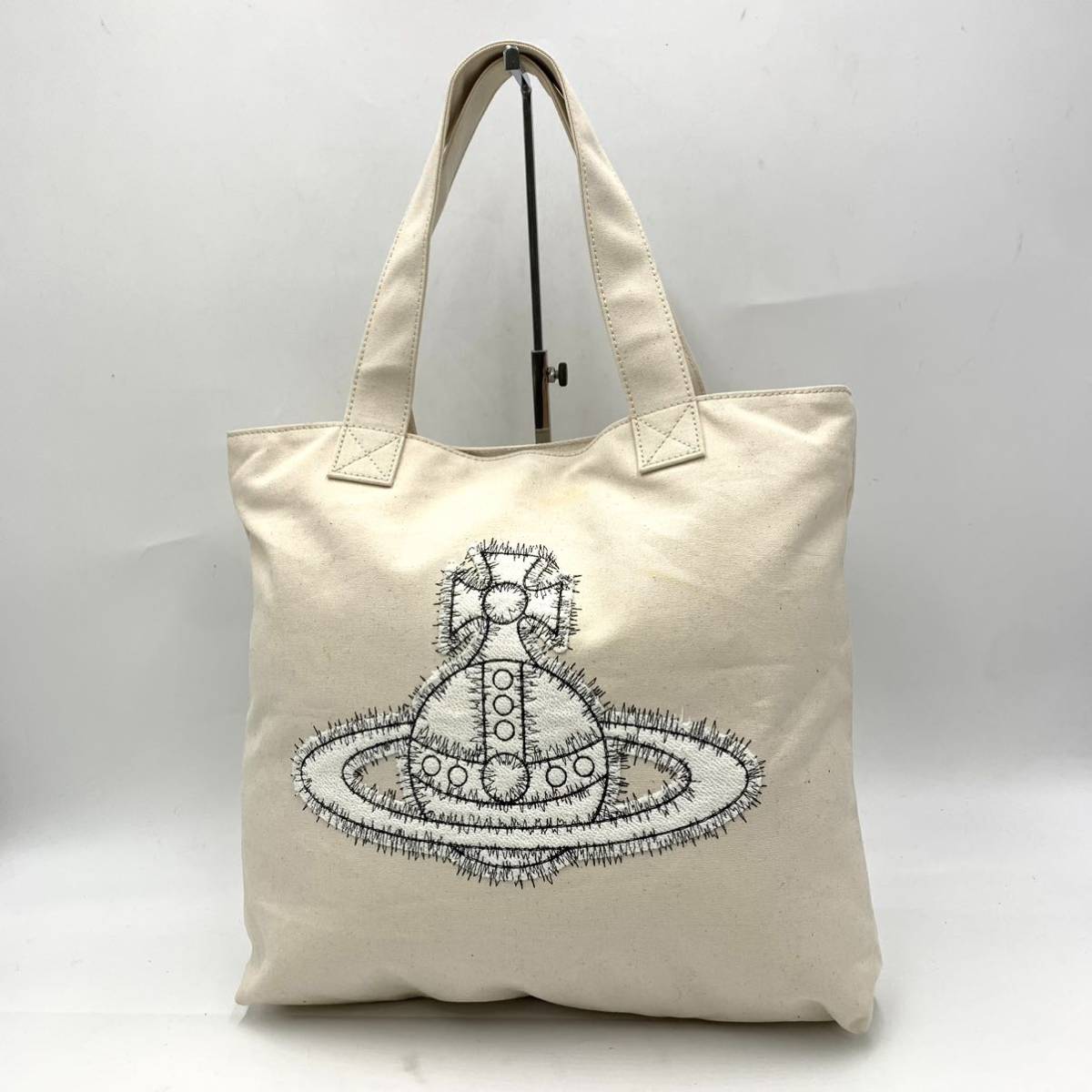 H ☆ 高級ラグジュアリー鞄 '名作!!オーブロゴワッペン' Vivienne Westwood ヴィヴィアンウエストウッド キャンバス トートバッグ 手提げ鞄