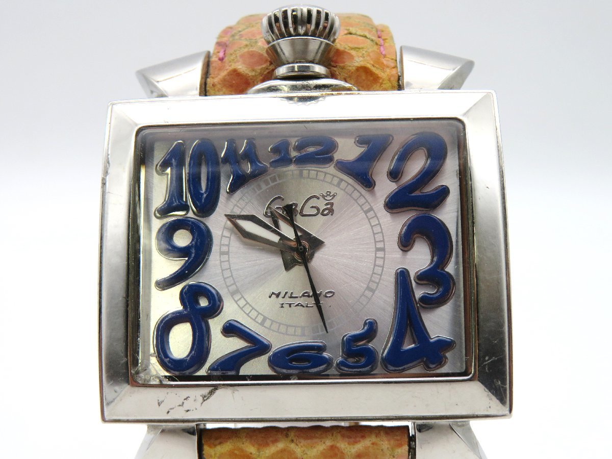 1円◇稼働◇　ガガミラノ　　ナポレオーネ　シルバー　自動巻き　メンズ　腕時計　　G51505