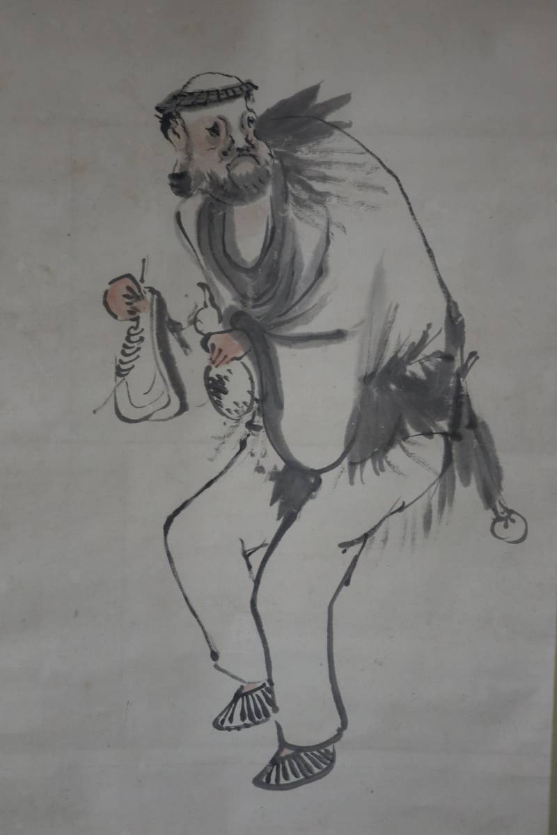 富岡鉄斎 掛軸 真作 紙本淡彩 「漁夫図」 大阪美術楽部鑑定委員会鑑定