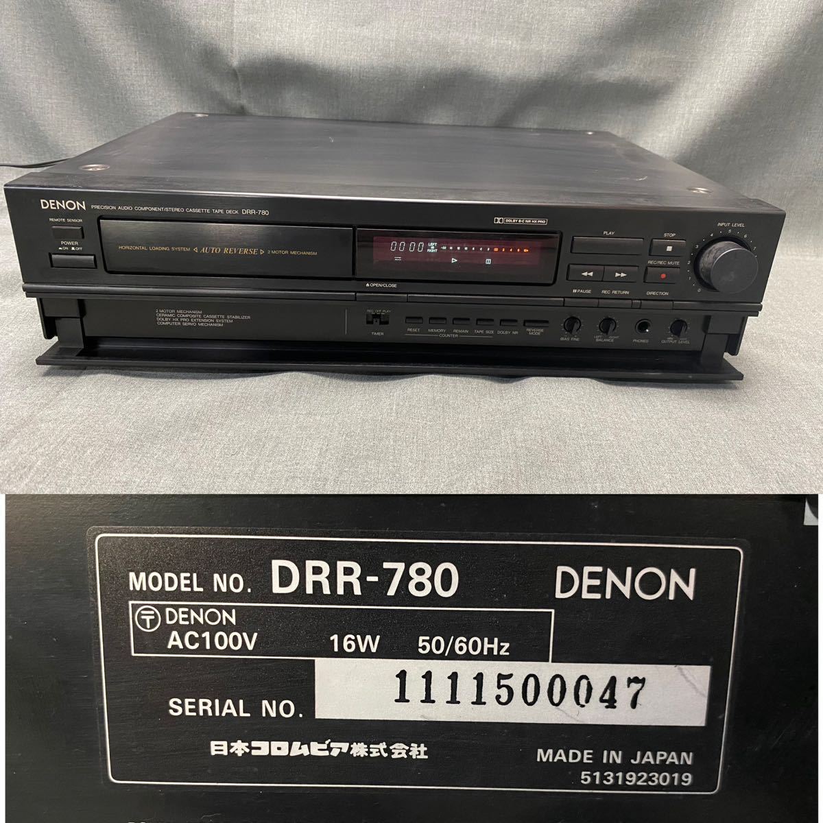 M10051【DENON】デノン カセットテープデッキ DRR-780 ステレオ