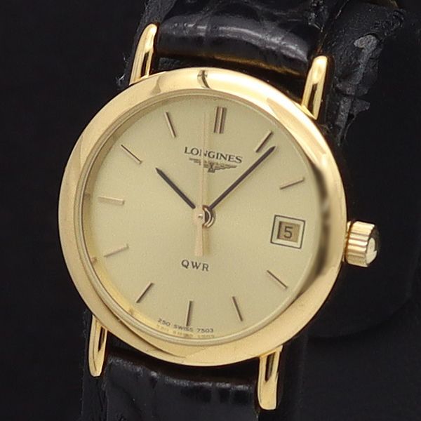ウォッチLONGINES 1円 稼働 良品 ロンジン QZ L4.138.2 QWR ゴールド