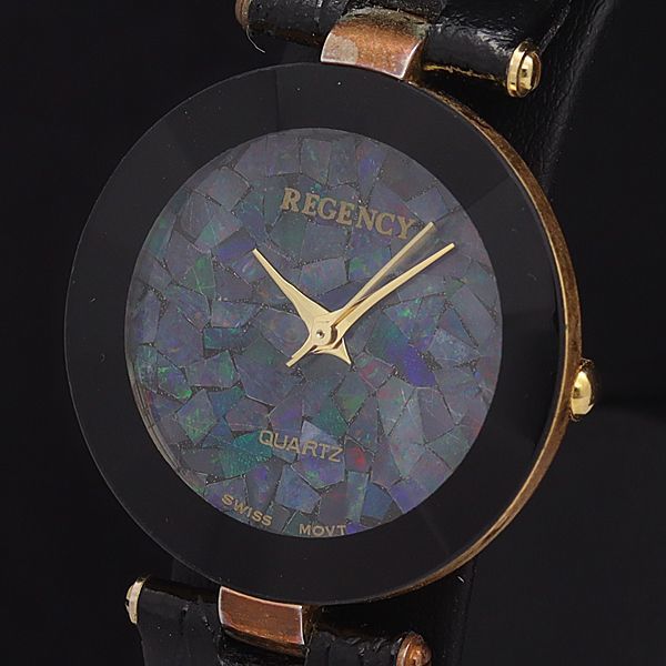 1円 稼働 良品 リージェンシー QZ オパール文字盤 カットガラス メンズ腕時計 NMR 3505000NKG