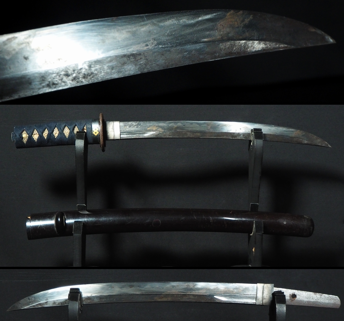 生ぶ出し品 薙刀造り【行平】在銘脇差 五の目乱れ刃 銀着せハバキ 勝虫蜻蛉図鉄鍔 生ぶ茎 時代拵 研ぎ上がり楽しみな傑作出来