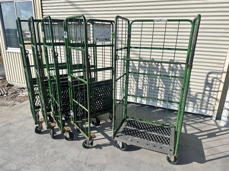 【米軍放出品】☆カゴ台車 5台 運搬台車 カゴ車 折りたたみ 4輪自在 HONKO ロールボックス 倉庫 工場 ☆CL6V