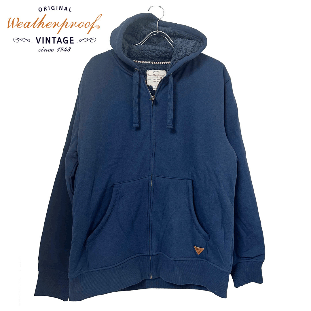 新品 XL ★ コストコ ウェザープルーフ ヴィンテージ 裏ボア フルジップ パーカー US-L ネイビー ジップアップ ジャケット メンズ ビッグ