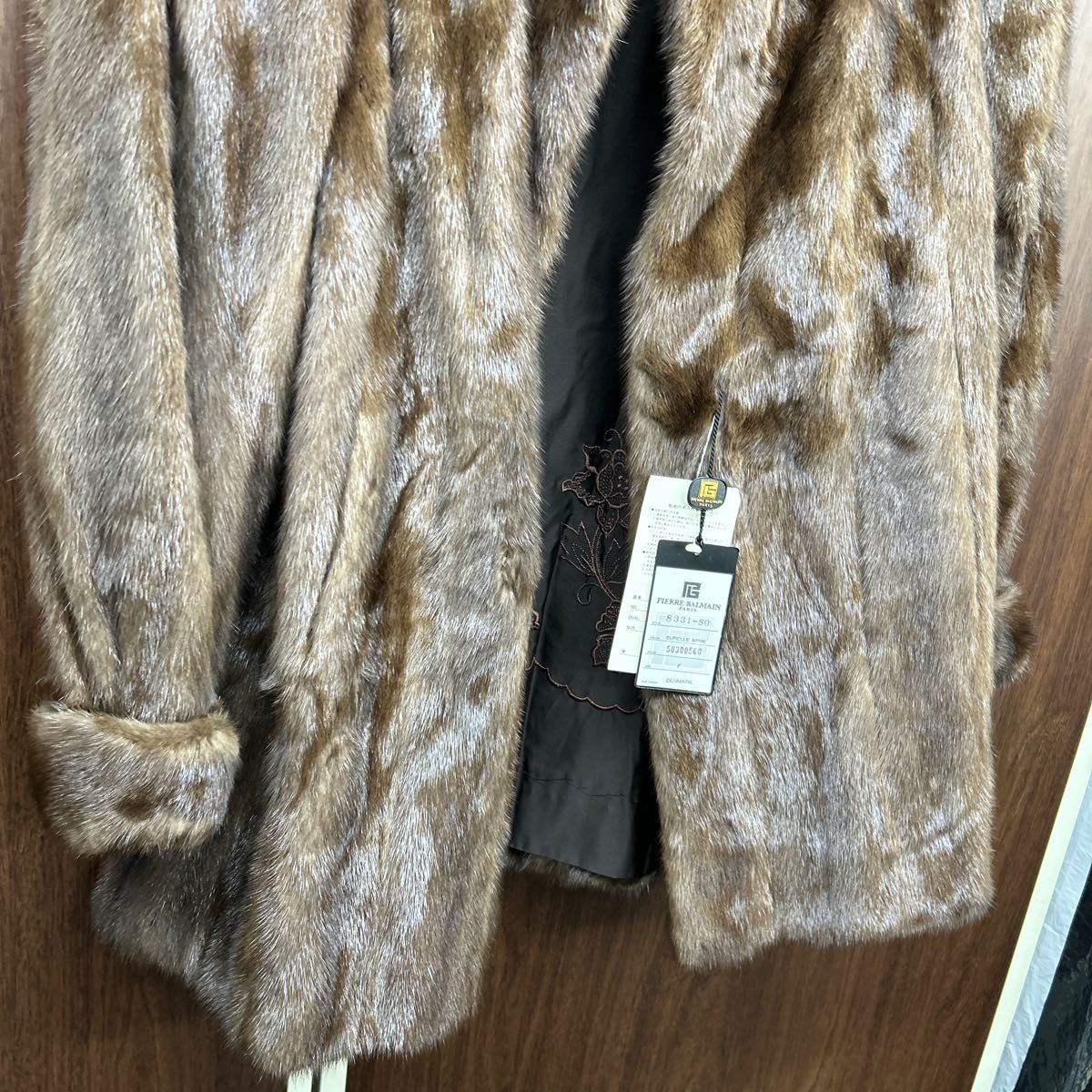 Francois 1er PIERRE BALMAIN ファーコート サイズ11AR ブラック サガ 