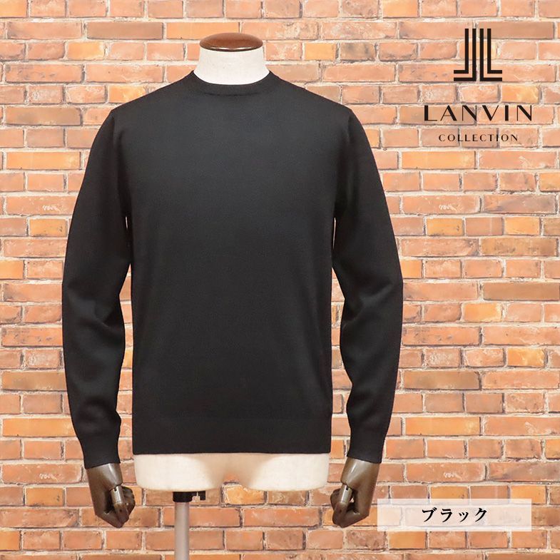 2022秋冬/LANVIN COLLECTION/52サイズ/ニット なめらか美艶 ウール100％ 無地 上品 セーター モックネック 新品/黒/ブラック/hf104/