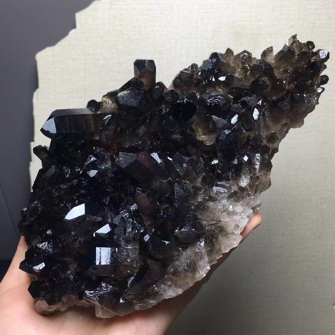 【限定品】AAAAAAA級【魔除け】◆天然モリオン(黒水晶）クラスター1214-YS-279D