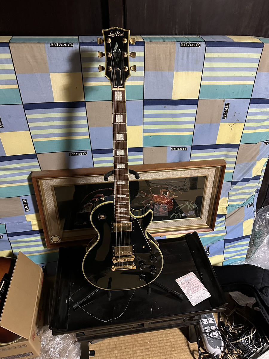 中古品】Laid Back エレキギター レスポール 黒色 ※ソフトケース付