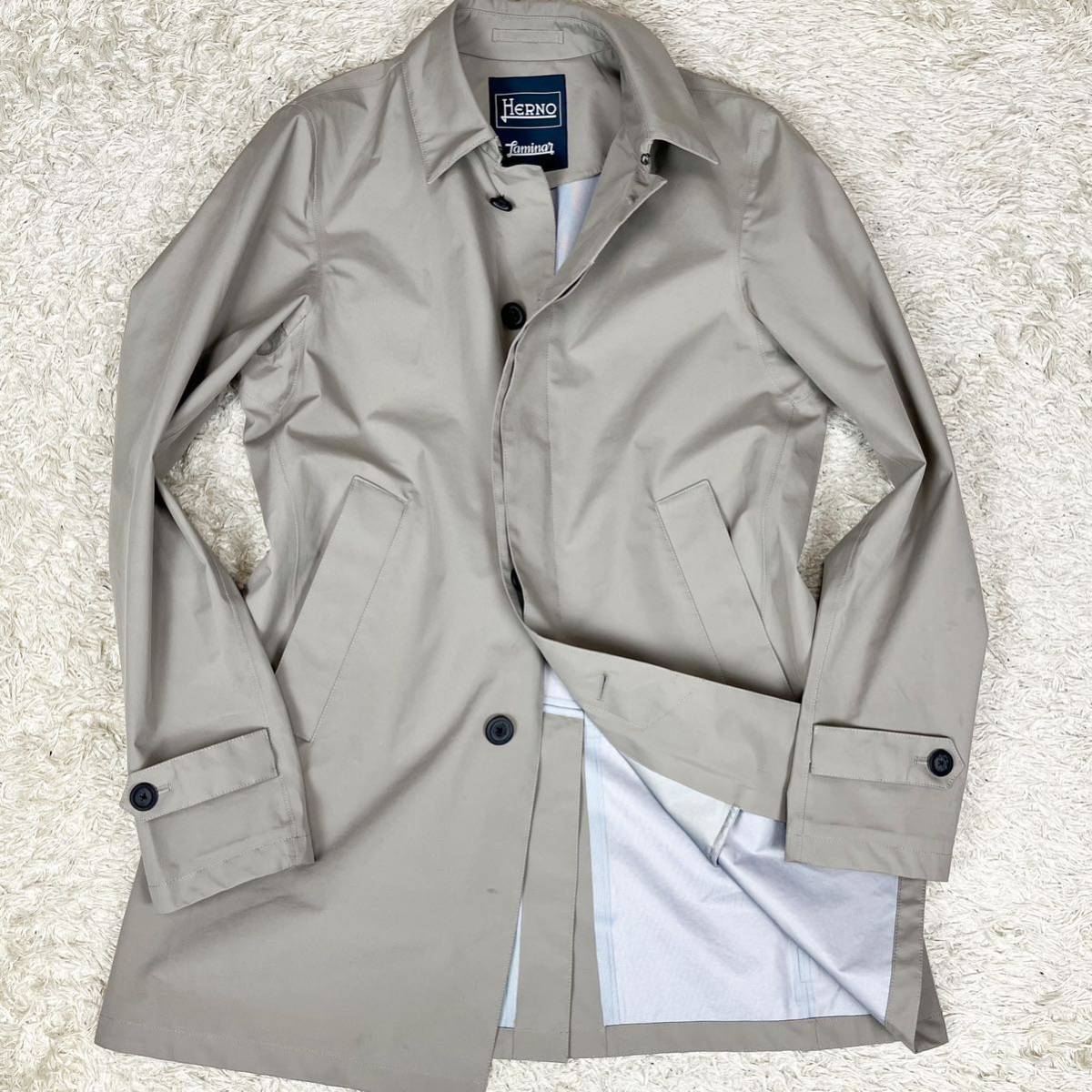 ヘルノ HERNO ラミナー Laminar ゴアテックス GORE-TEX メンズ 大きめ 48 ステンカラーコート ロングコート グレー ...