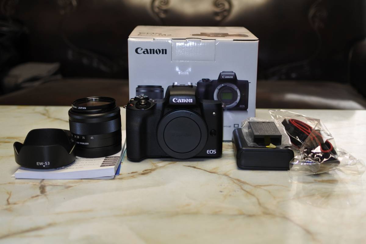 正規品，新作登場 美品 CANON EOS KISS M2カメラ、EF-M15-45mmレンズセット