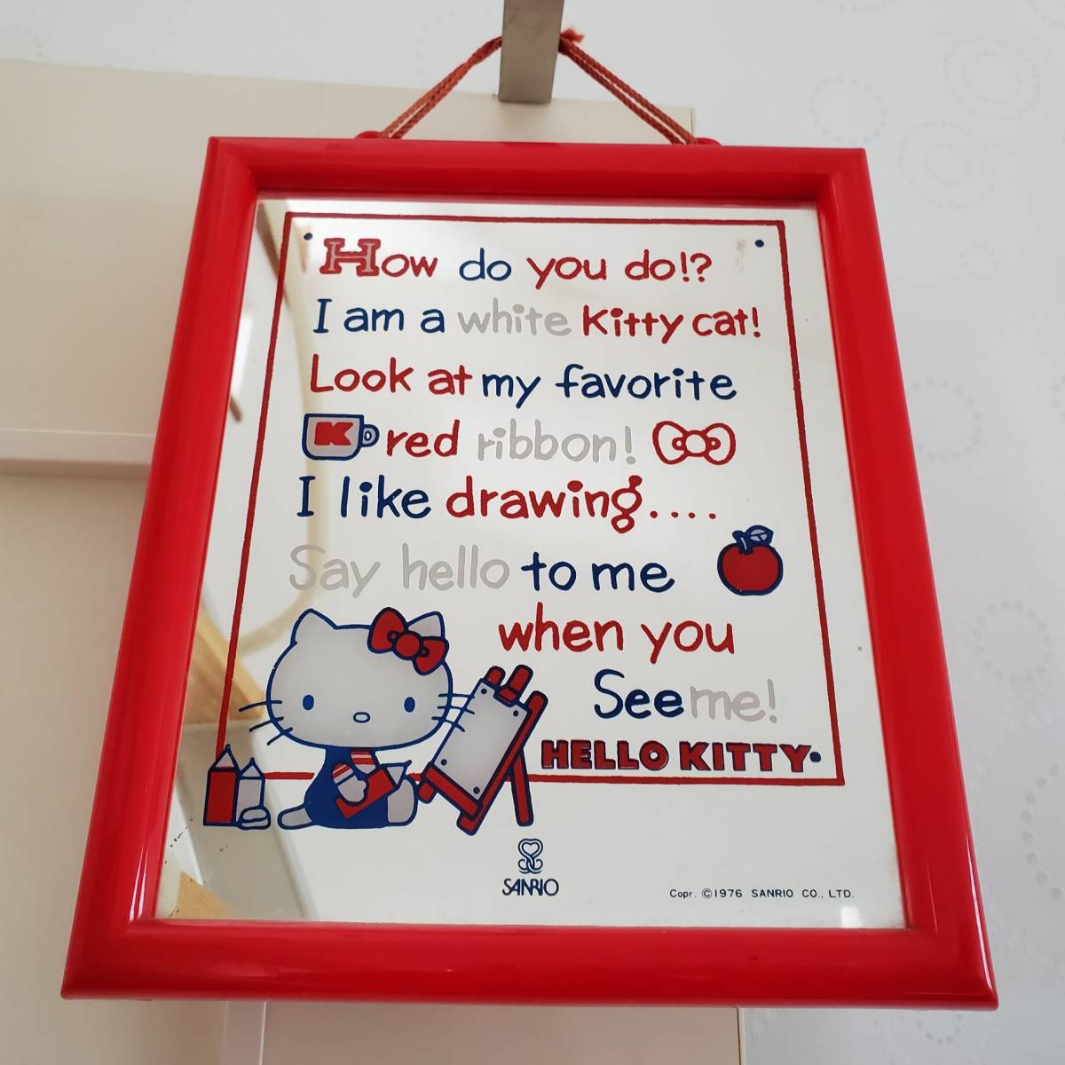 1976 SANRIO サンリオ ハローキティ 壁掛けミラー 鏡 昭和レトロ 
