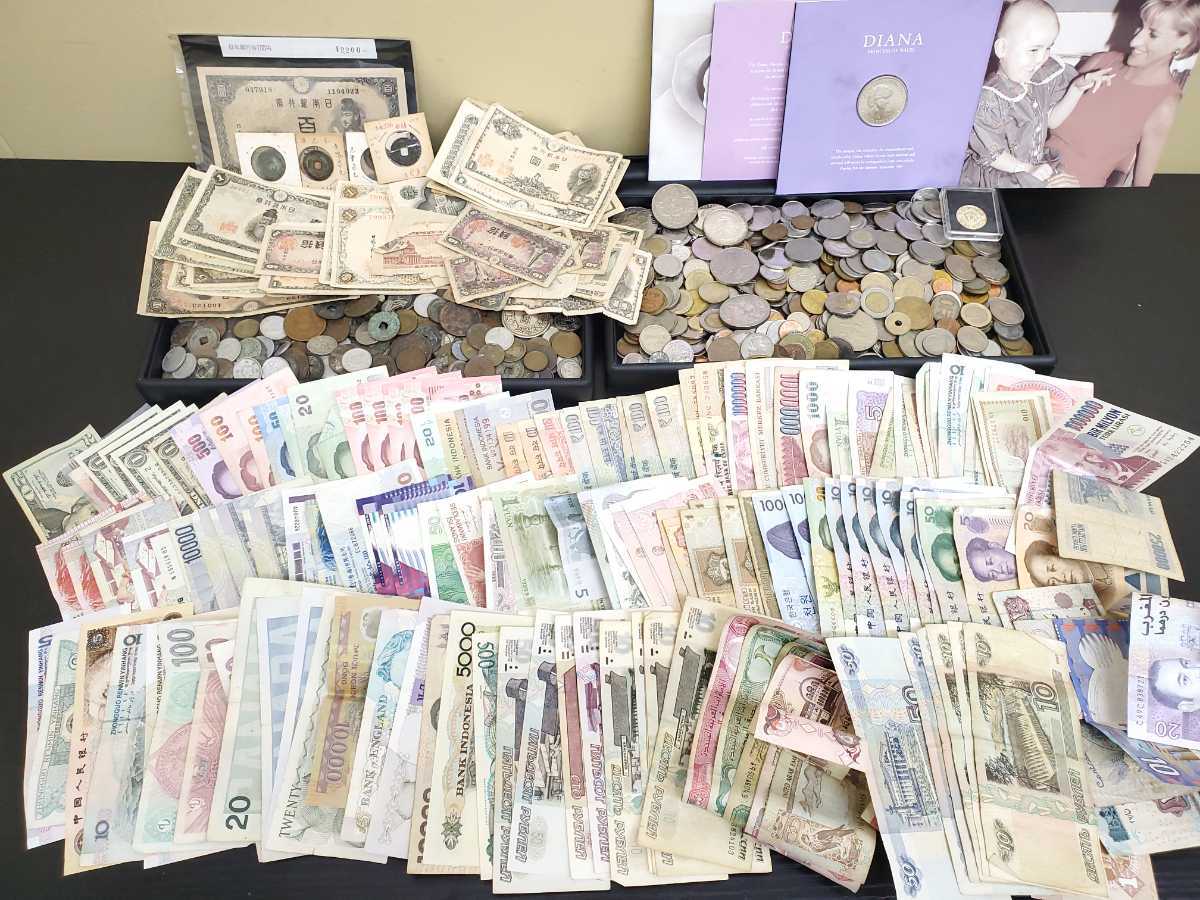 1円～ 総重量3.7㎏超 外国銭 古銭 大量まとめ ヨーロッパ アジア アメリカ 中国