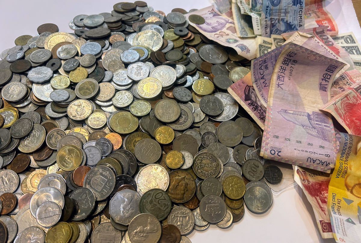 古銭大量】約6.6kg 日本 アメリカ ヨーロッパ 中国 古銭 紙幣 おまとめ コイン硬貨 外国