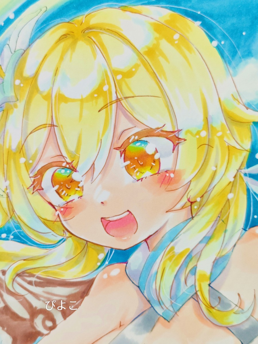 l*u様 手描きオリジナルイラスト（7）A5サイズ 手描きイラスト 風の翼 ふわっとほたるちゃん♪ 同人 A5サイズ 2023年