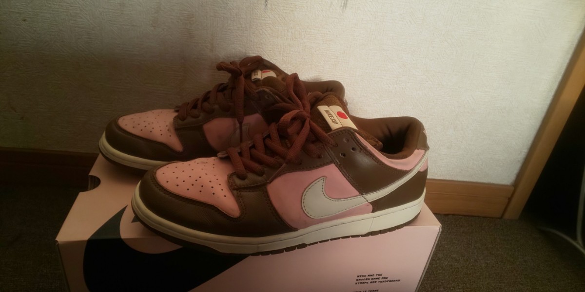 1円～ ナイキ ステューシーダンク チェリー 茶ピンク US9.5 nike dunk 