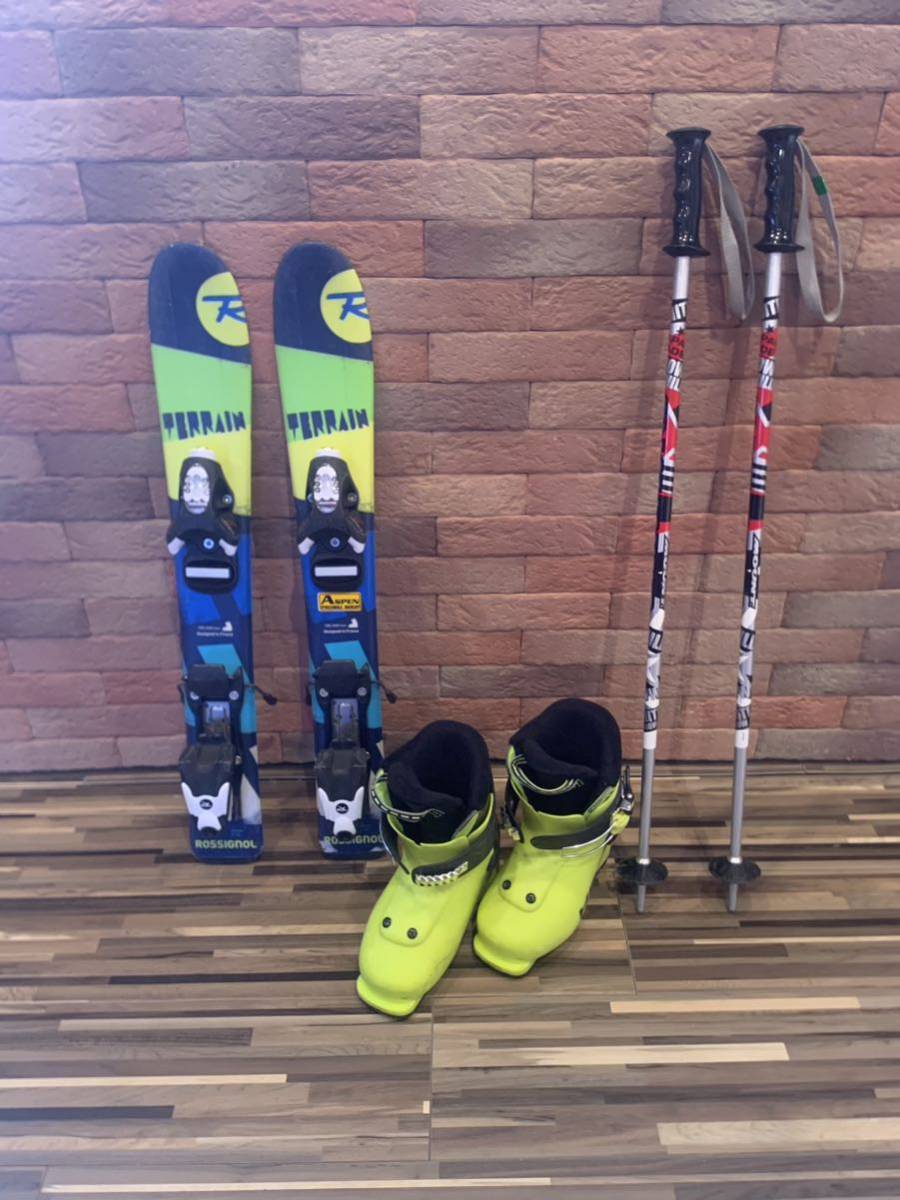 ブランドキッズスキー3点セット1000円売切！ロシニョール68cmストック75cmHEADブーツ17.5cm初めてスキーにいかがでしょうか！_1