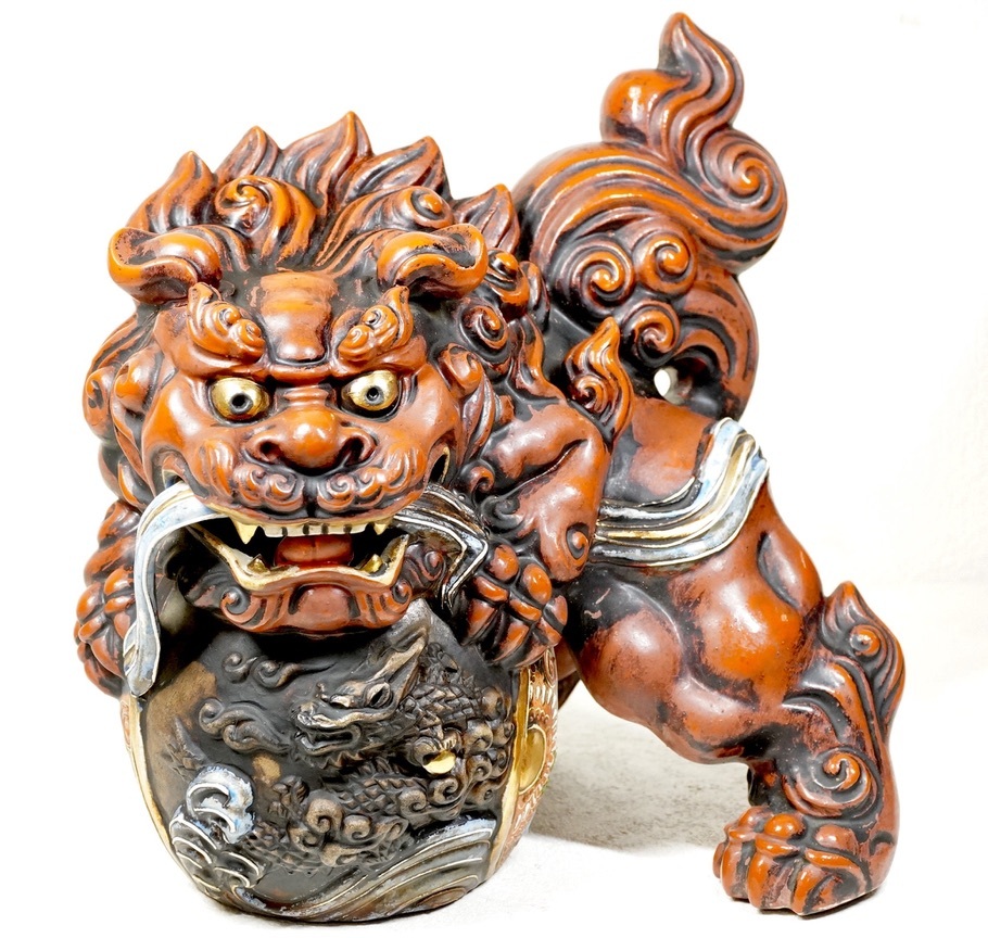 九谷焼 須栄義作 八幡窯 玉乗り獅子 30cm 置物 陶器 招福 厄除け 縁起物 八幡窯 置物 - 九谷焼 玉乗り獅子 Yahoo!オークション 陶器 30cm 須栄