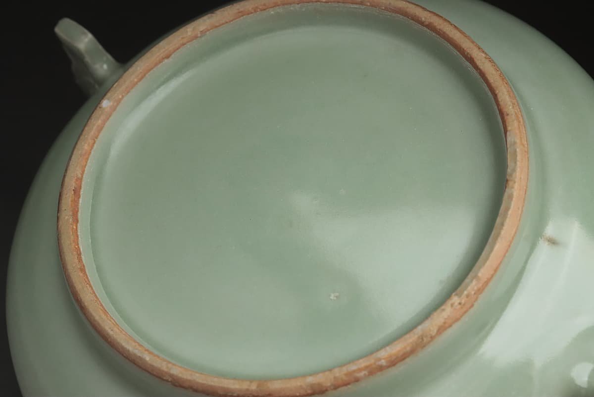 EQ098 中国美術 青釉蟠龍双耳香炉 高10.2cm 重800g・青磁双耳香炉