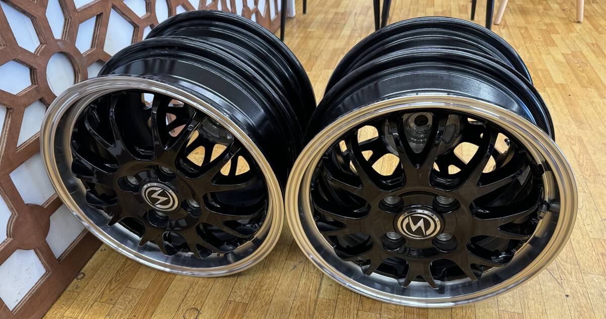 BADX S-HOLD 14インチアルミホイール 4.5J+45 PCD100 4穴 ハブ径約66mm