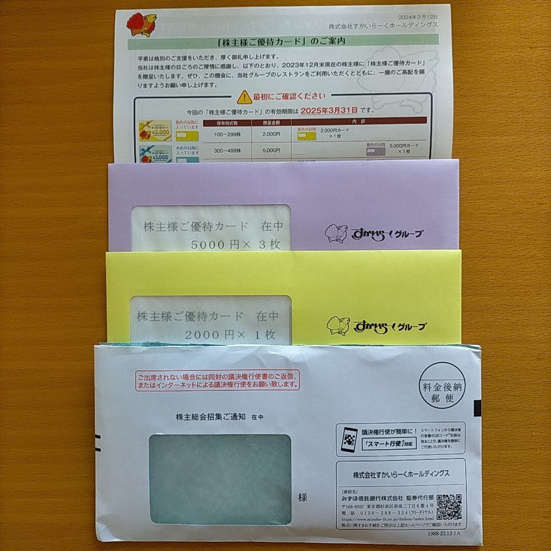 すかいらーく 株主優待カード 株主優待_1