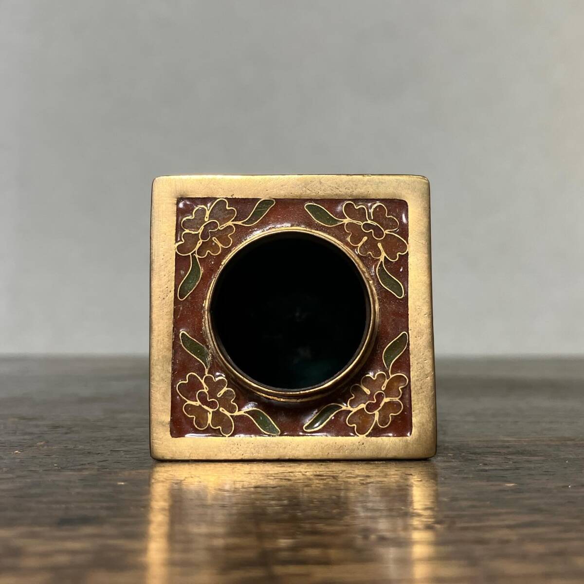 京都⑥ 唐物 七宝 四方形茶入 箱付 煎茶道具 中国古玩 茶壺 茶心壺 cxp