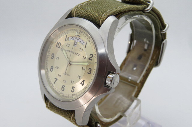 1円～【動作品】HAMILTON KHAKI CANVAS KIT ハミルトン カーキ キング