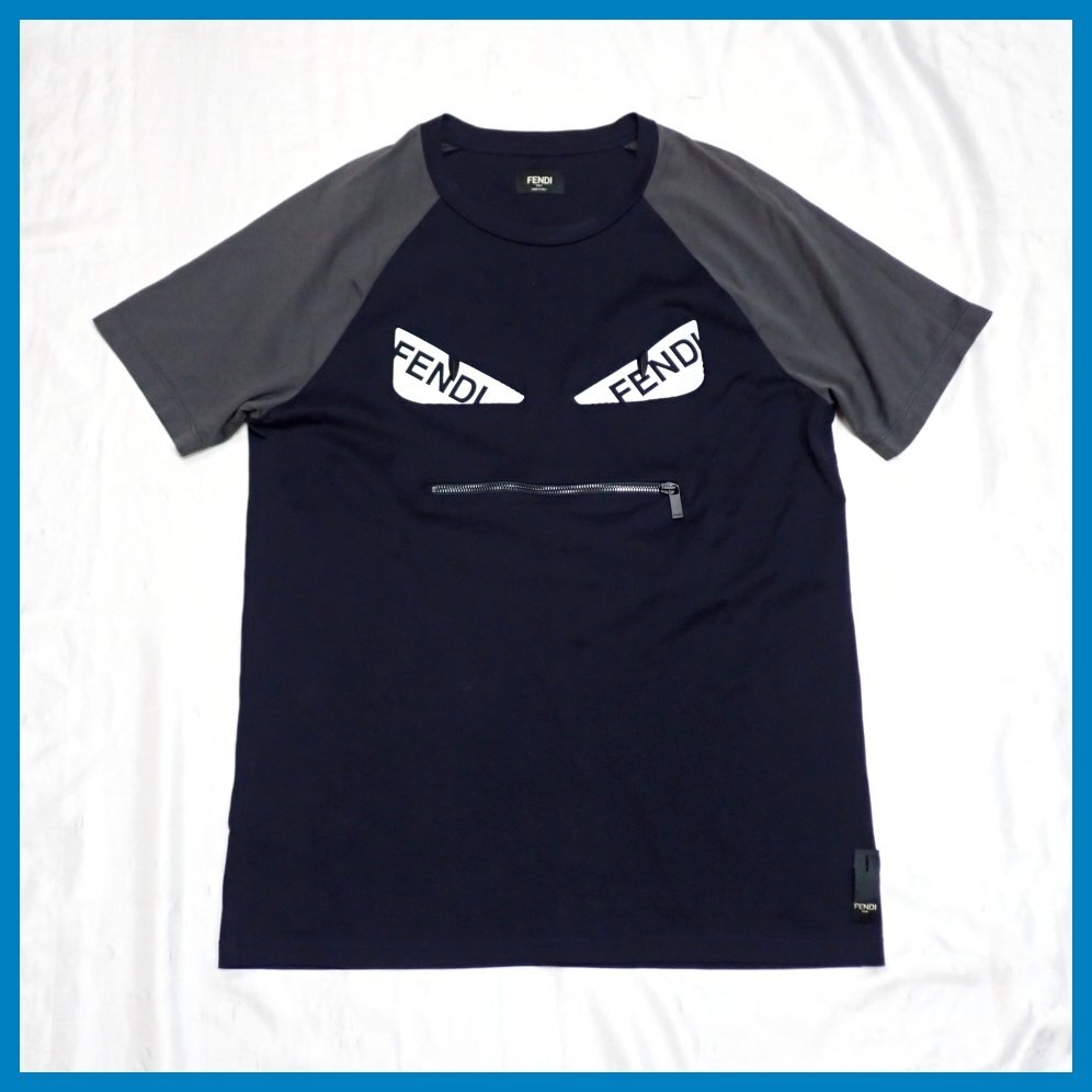 ☆FENDI/フェンディ モンスター バグズアイ ジップ 半袖Tシャツ メンズ 