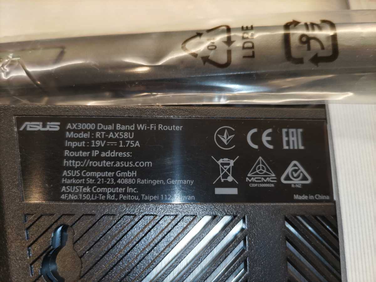 ASUS 無線LANルーター RT-AX58U (AX3000 Dual Band)です。_10