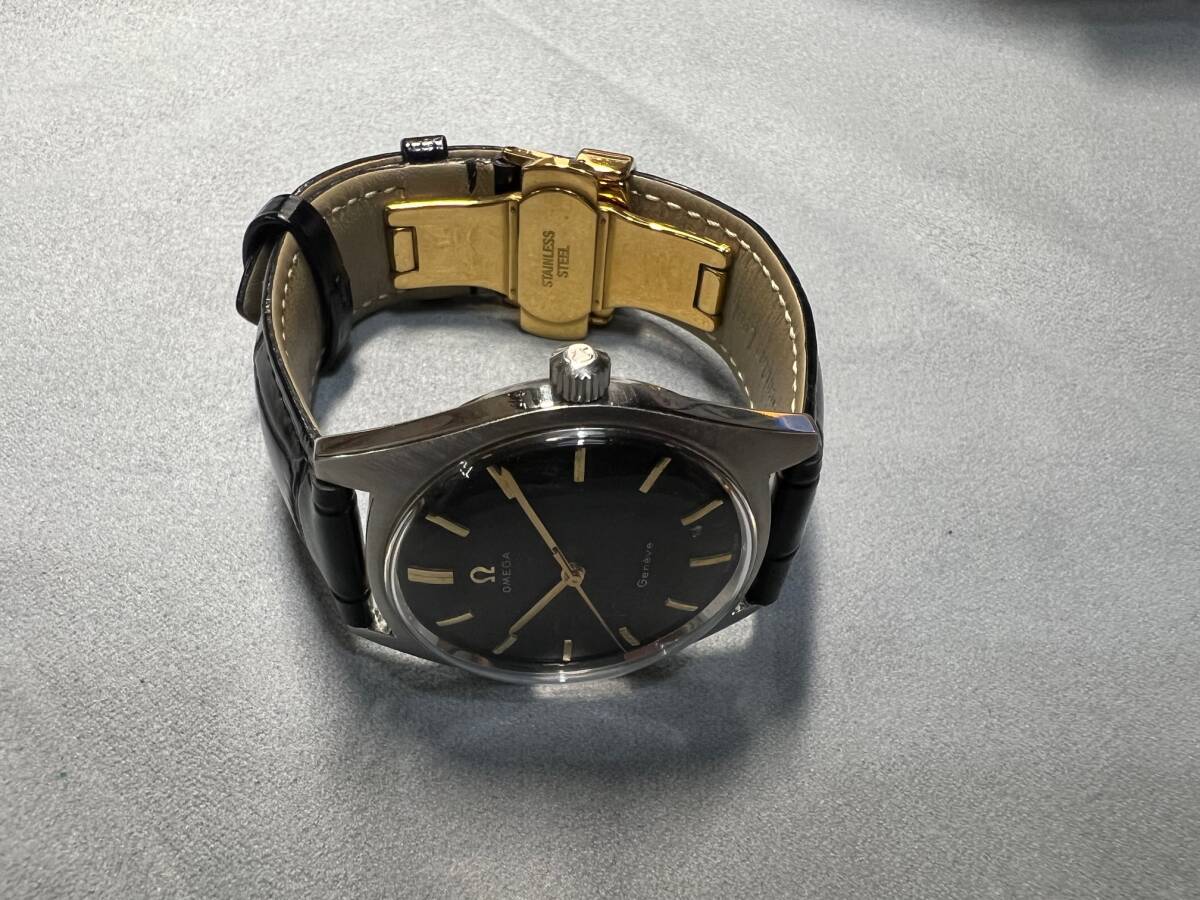 OMEGA Geneve オメガ メンズ 手巻 ☆超美品ヴィンテージ☆ 稼働品不具合無し 黒文字盤 1円スタート売り切り_5