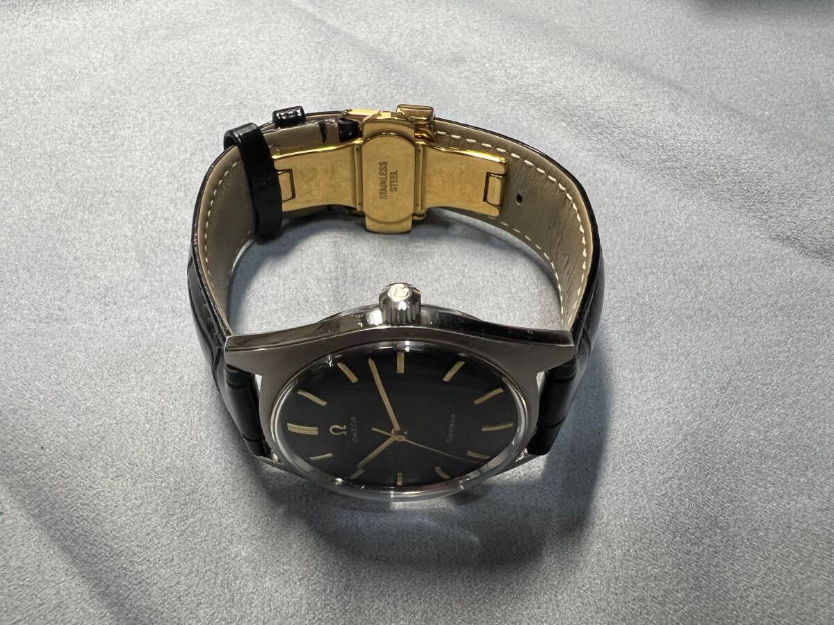 OMEGA Geneve オメガ メンズ 手巻 ☆超美品ヴィンテージ☆ 稼働品不具合無し 黒文字盤 1円スタート売り切り_6